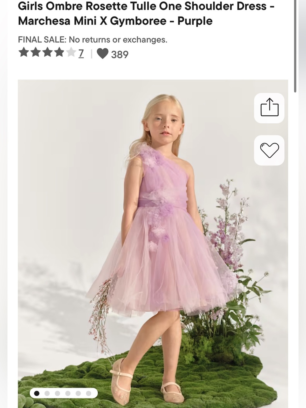 Girls Ombre Rosette Tulle One Shoulder Dress - Marchesa Mini X Gymboree - Purple